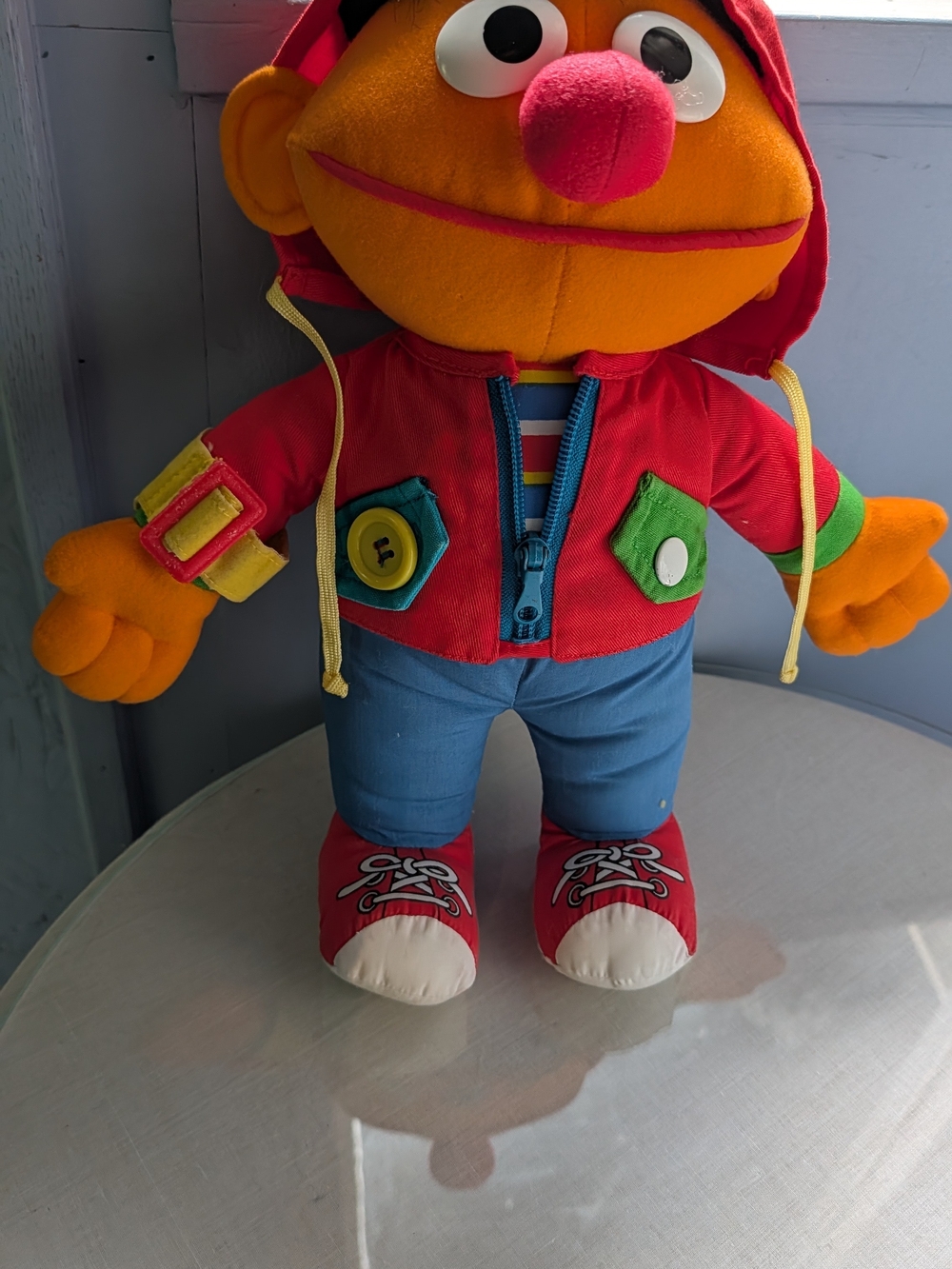 Sesame Street Ernie Dress Me Up Plush Doll Red Hoodie Vintage 1990 Playschool